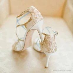 TESS Gold Lace Heels, Blue Sole Shoes Wedding 4 TESS Gold Lace Heels, Blue Sole Shoes Wedding