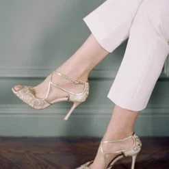 TESS Gold Lace Heels, Blue Sole Shoes Wedding 5 TESS Gold Lace Heels, Blue Sole Shoes Wedding