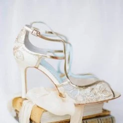 TESS Gold Lace Heels, Blue Sole Shoes Wedding 6 TESS Gold Lace Heels, Blue Sole Shoes Wedding