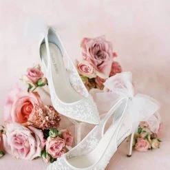 EDNA Floral Beaded Lace Slingback Wedding Shoes