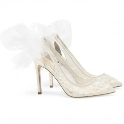 EDNA Floral Beaded Lace Slingback Wedding Shoes