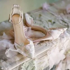 Blush Evening Shoes, Floral Wedding Shoes By Claire Pettibone