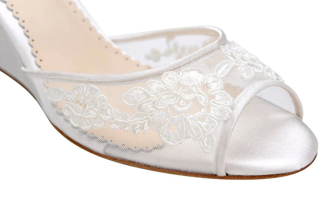 PAMELA Ivory Floral Lace Wedge Wedding Shoe PAMELA Ivory Floral Lace Wedge Wedding Shoe