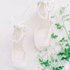 PAMELA Ivory Floral Lace Wedge Wedding Shoe 8 PAMELA Ivory Floral Lace Wedge Wedding Shoe