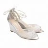 PAMELA Ivory Floral Lace Wedge Wedding Shoe