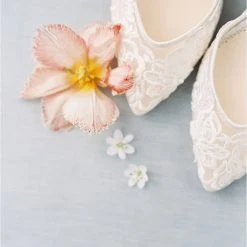 MINA Pearl Heels Ivory Lace Low Heel