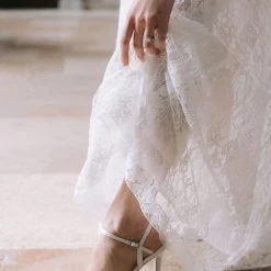 MAYA Ivory Lace And Pearl Wedding Heel