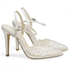 MAYA Ivory Lace And Pearl Wedding Heel