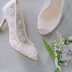 EMILY Wedding Ivory Lace Peep Toe Pump