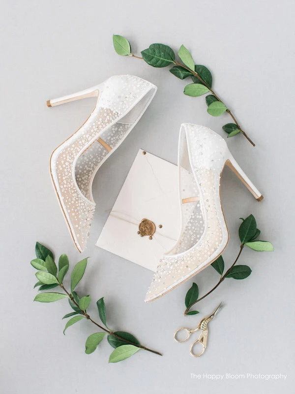 ELSA IVORY Wedding Sequin Heels Ivory Crystal Studded High Heels ELSA IVORY Wedding Sequin Heels Ivory Crystal Studded High Heels