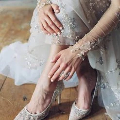 ELSA IVORY Wedding Sequin Heels Ivory Crystal Studded High Heels 6 ELSA IVORY Wedding Sequin Heels Ivory Crystal Studded High Heels