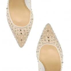 EVELYN IVORY Sparkly Ivory Kitten Heels With Sequins & Crystals Wedding 5 EVELYN IVORY Sparkly Ivory Kitten Heels With Sequins & Crystals Wedding