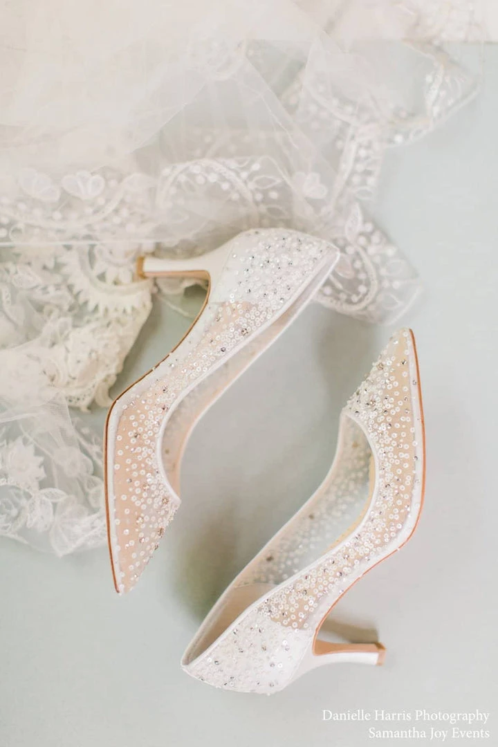 EVELYN IVORY Sparkly Ivory Kitten Heels With Sequins & Crystals Wedding EVELYN IVORY Sparkly Ivory Kitten Heels With Sequins & Crystals Wedding