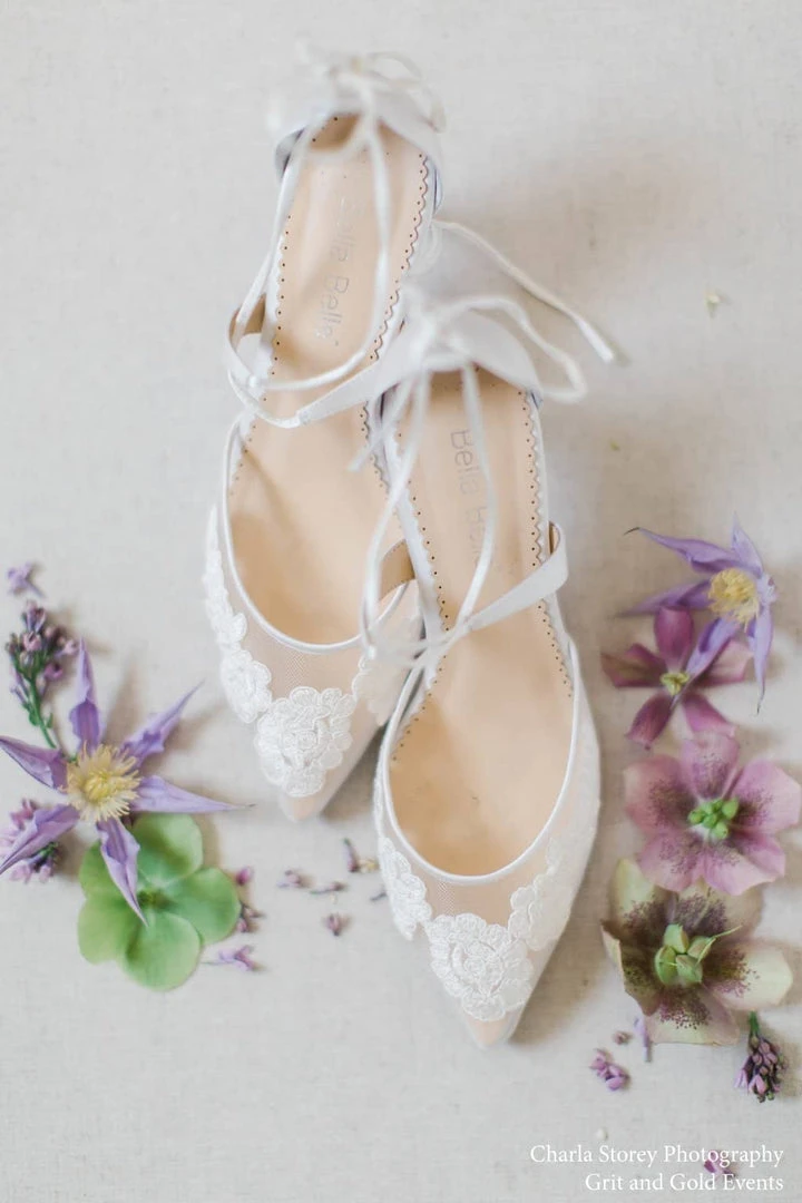 AMELIA Floral Ivory Lace Kitten Heels Wedding AMELIA Floral Ivory Lace Kitten Heels Wedding