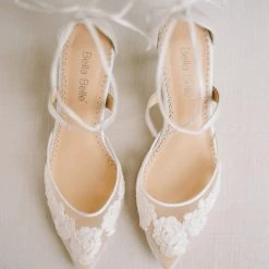 AMELIA Floral Ivory Lace Kitten Heels Wedding 7 AMELIA Floral Ivory Lace Kitten Heels Wedding
