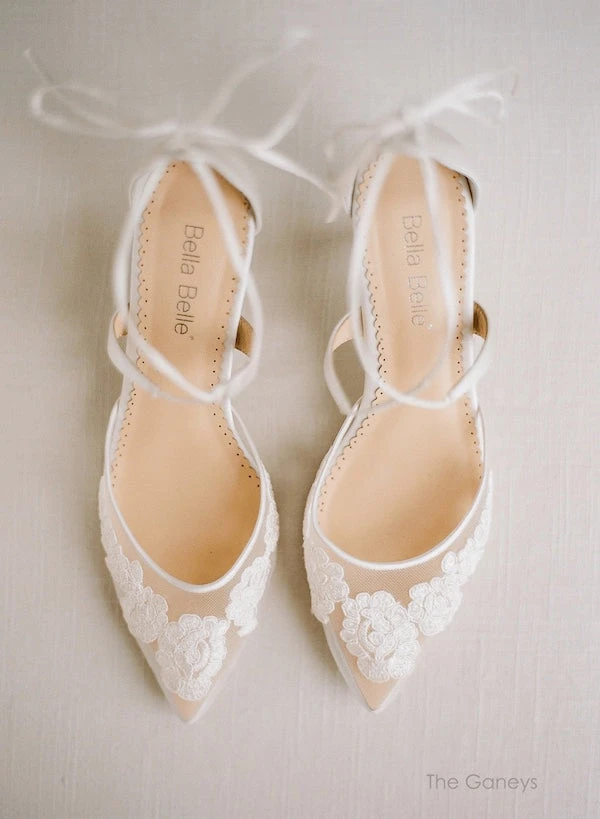 AMELIA Floral Ivory Lace Kitten Heels Wedding AMELIA Floral Ivory Lace Kitten Heels Wedding