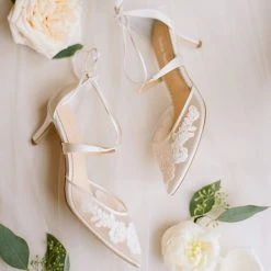 AMELIA Floral Ivory Lace Kitten Heels Wedding 6 AMELIA Floral Ivory Lace Kitten Heels Wedding