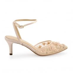 ROSA BLUSH Pearl Pink Wedding Shoes Low Heel