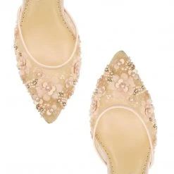 ROSA BLUSH Pearl Pink Wedding Shoes Low Heel