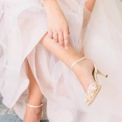 ROSA BLUSH Pearl Pink Wedding Shoes Low Heel
