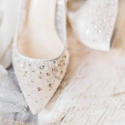 ELSA NUDE Crystal Embellished Sequin Sparkly Nude Heels Wedding