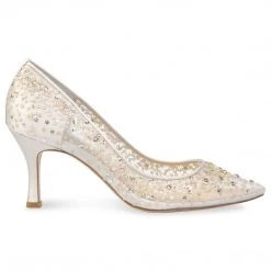 EVELYN NUDE Wedding Low Heel Crystal Sequin Nude Sparkly Heels 2 EVELYN NUDE Wedding Low Heel Crystal Sequin Nude Sparkly Heels