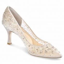 EVELYN NUDE Wedding Low Heel Crystal Sequin Nude Sparkly Heels 3 EVELYN NUDE Wedding Low Heel Crystal Sequin Nude Sparkly Heels