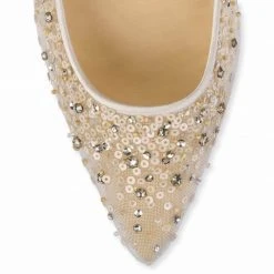 EVELYN NUDE Wedding Low Heel Crystal Sequin Nude Sparkly Heels 5 EVELYN NUDE Wedding Low Heel Crystal Sequin Nude Sparkly Heels