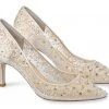 EVELYN NUDE Wedding Low Heel Crystal Sequin Nude Sparkly Heels