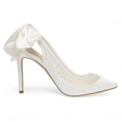 GABRIELLE Ivory Slingback Wedding Shoes With Pearls