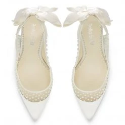 GABRIELLE Ivory Slingback Wedding Shoes With Pearls