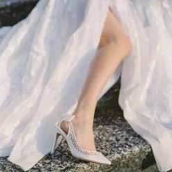 GABRIELLE Ivory Slingback Wedding Shoes With Pearls