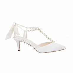 LUCIA Wedding Ivory Pearl Bridal Shoes With Bow