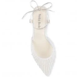 ELENA Wedding Pleated Tulle Pearl Kitten Heels