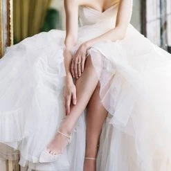 ELENA Wedding Pleated Tulle Pearl Kitten Heels