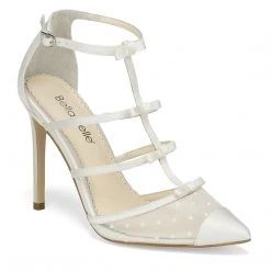RITA IVORY Polka Dot And Ribbons Wedding Heel