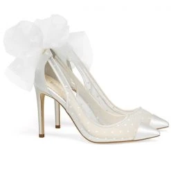 MATILDA IVORY Wedding Slingback Pumps Polka Dot High Heels