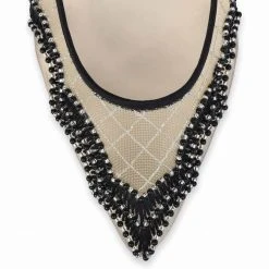 NICOLE Scalloped Embroidered Black Evening Kitten Heels