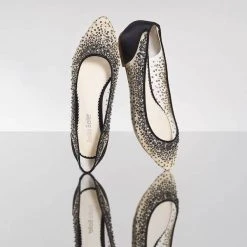ARIEL BLACK Sequin Black Evening Flats
