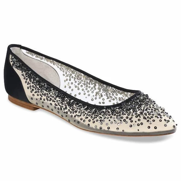 ARIEL BLACK Sequin Black Evening Flats ARIEL BLACK Sequin Black Evening Flats