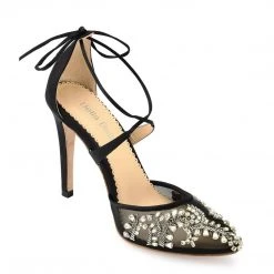 FLORENCE BLACK Black Mesh Heels Crystal Embellished Pumps 3 FLORENCE BLACK Black Mesh Heels Crystal Embellished Pumps