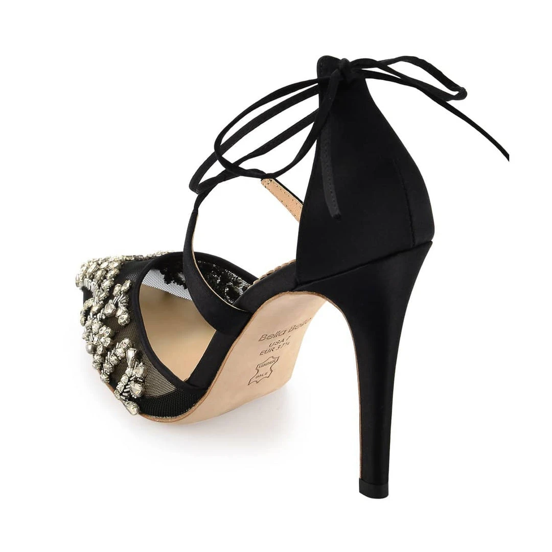 FLORENCE BLACK Black Mesh Heels Crystal Embellished Pumps FLORENCE BLACK Black Mesh Heels Crystal Embellished Pumps