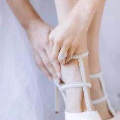 CAROLINA Ivory Wedding Shoes With Pearls, T Strap Heels 9 CAROLINA Ivory Wedding Shoes With Pearls, T Strap Heels