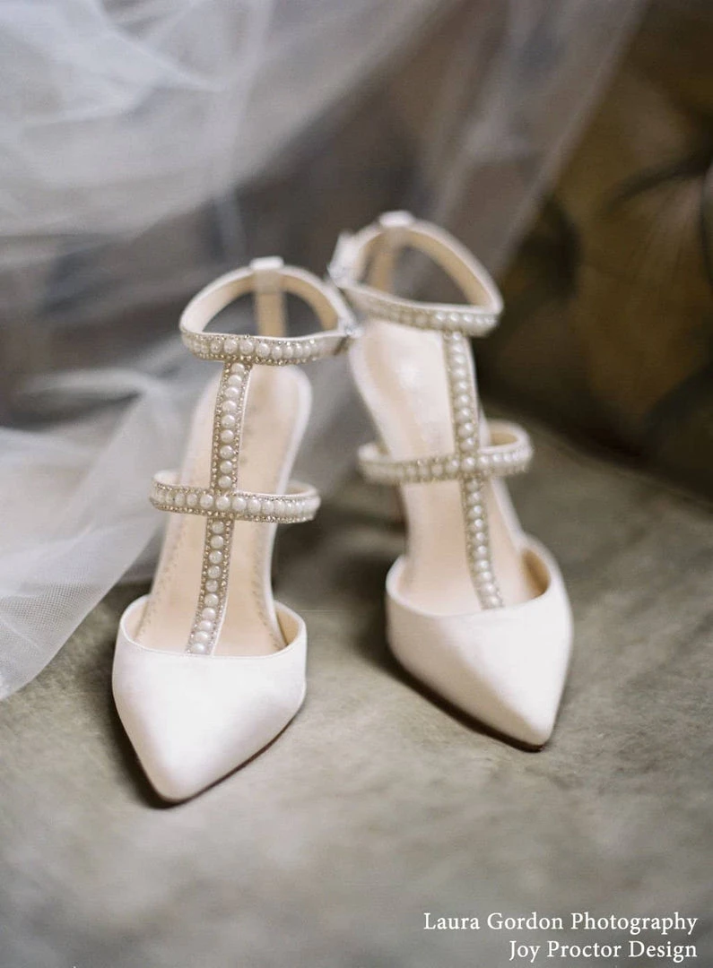 CAROLINA Ivory Wedding Shoes With Pearls, T Strap Heels CAROLINA Ivory Wedding Shoes With Pearls, T Strap Heels
