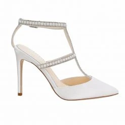 CAROLINA Ivory Wedding Shoes With Pearls, T Strap Heels 2 CAROLINA Ivory Wedding Shoes With Pearls, T Strap Heels
