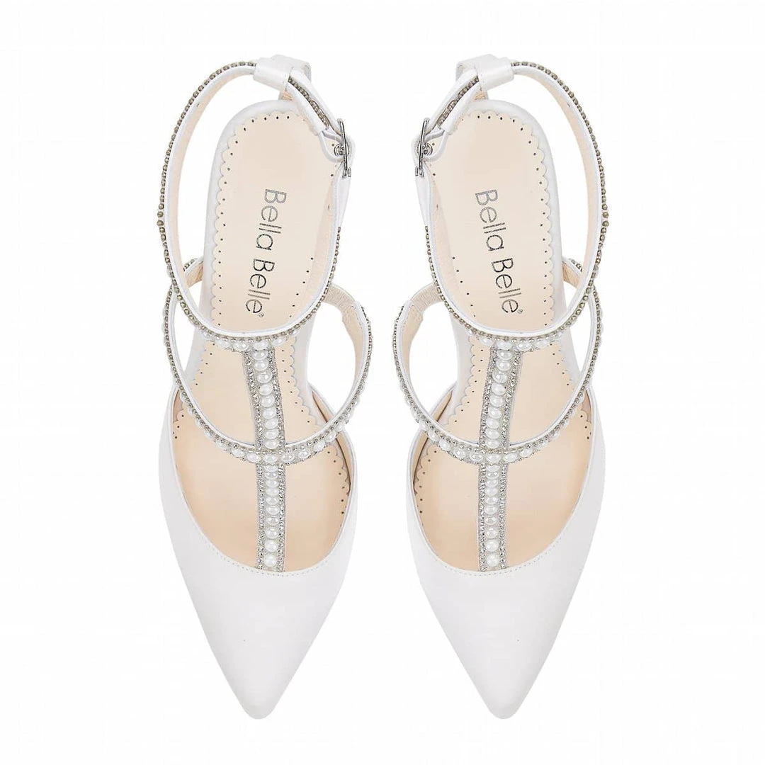 CAROLINA Ivory Wedding Shoes With Pearls, T Strap Heels CAROLINA Ivory Wedding Shoes With Pearls, T Strap Heels