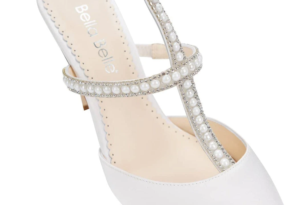CAROLINA Ivory Wedding Shoes With Pearls, T Strap Heels CAROLINA Ivory Wedding Shoes With Pearls, T Strap Heels