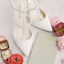 CAROLINA Ivory Wedding Shoes With Pearls, T Strap Heels 6 CAROLINA Ivory Wedding Shoes With Pearls, T Strap Heels