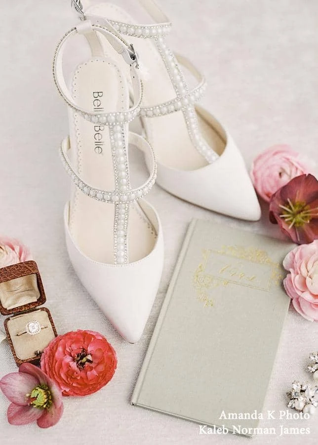 CAROLINA Ivory Wedding Shoes With Pearls, T Strap Heels CAROLINA Ivory Wedding Shoes With Pearls, T Strap Heels
