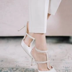 CAROLINA Ivory Wedding Shoes With Pearls, T Strap Heels 8 CAROLINA Ivory Wedding Shoes With Pearls, T Strap Heels